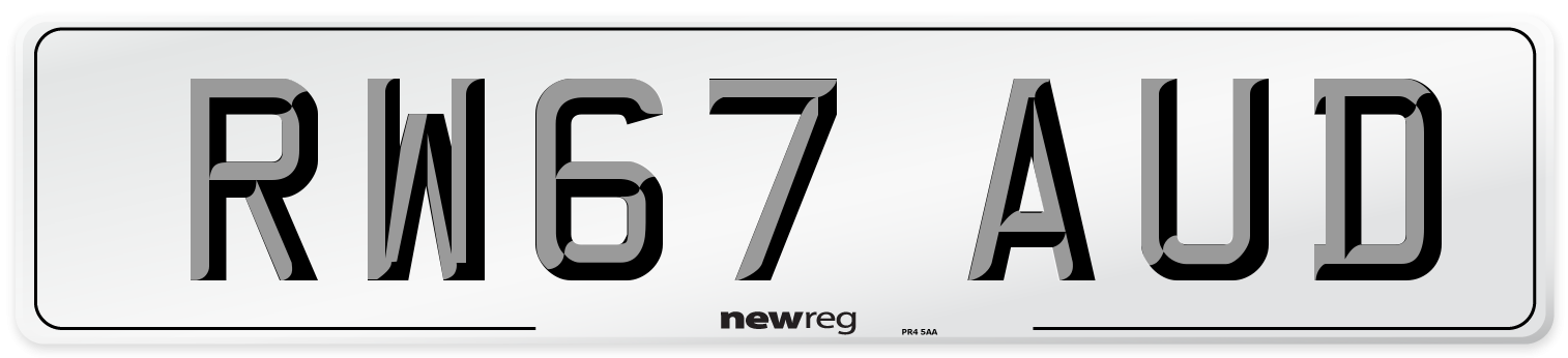 RW67 AUD Number Plate from New Reg